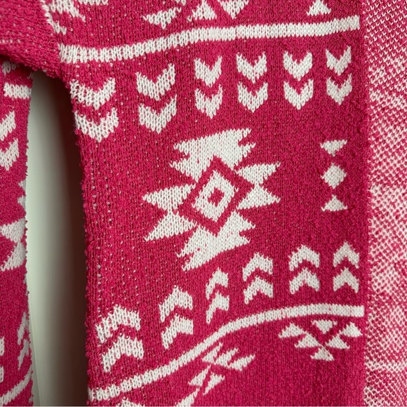 Saving Jane western chic pink and white tribals knit open front cardigan small - Picture 3 of 7